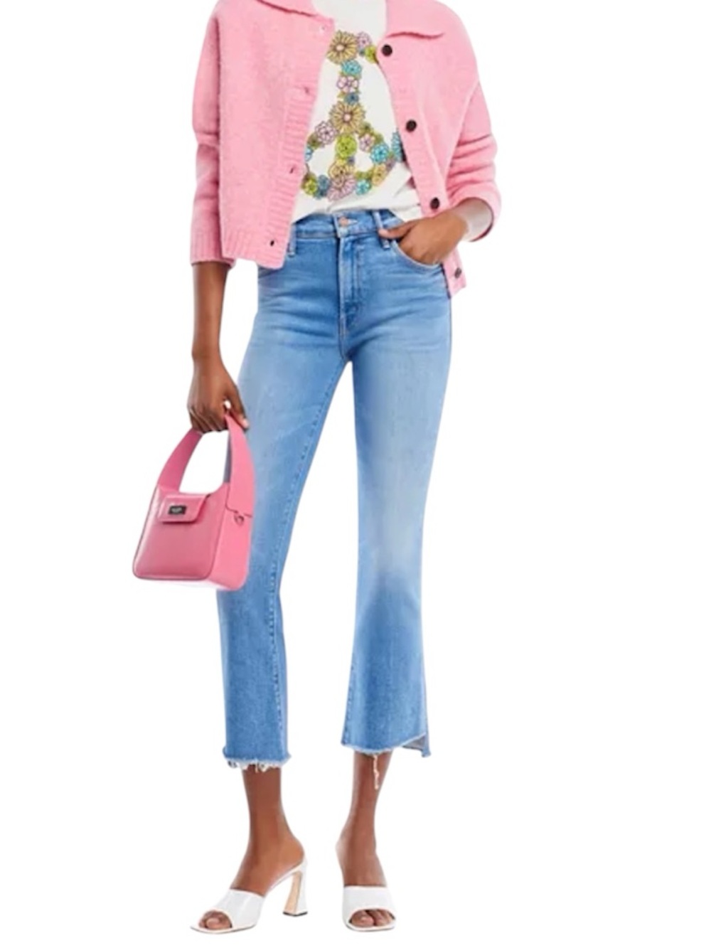 Mother LiL' Insider Crop Step Fray Out Of The Blue Jeans 27 x 24 Stretch USA